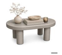 Table basse ovale MATE 85 cm grise avec quatre pieds cylindriques