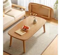 Table basse ovale moderne du milieu du siècle en bois 80 cm Table pliante pour salon et chambre à coucher Pieds en bois massif sans assemblage Design fourrure