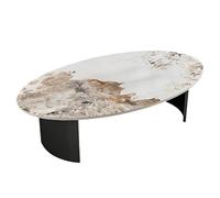 Table basse ovale moderne - Motif rocher multicolore pour salon et bar, mobilier élégant et durable peu encombrant, décoration d'intérieur élégante, parfaite pour les petits espaces