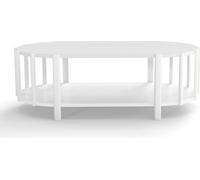 Table basse ovale multifonctionnelle au design moderne, en panneaux de fibres de densité moyenne (MDF), avec espace de rangement, table centrale en bois, blanche