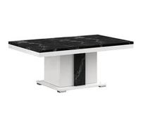 Table Basse Pied Central Blanc et Aspect Marbre Noir - ARIANE - ALTOBUY Blanc G