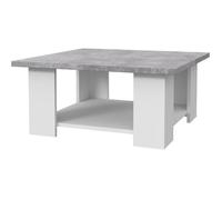 Table basse PILVI - Blanc et béton clair - Contemporain - L 67 x P 67 x H 31 cm