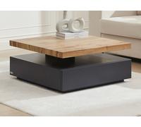 Table basse pivotante avec 1 tiroir en MDF - Anthracite et naturel - KYRIA