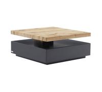Vente-unique – Table basse Kyria 80×80 cm – 1 tiroir, plateau pivotant en MDF, anthracite/chêne