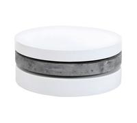 Vente-unique - Table Basse pivotante Ronde avec 1 Niche en MDF - Béton et Blanc - Janita