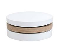 Table basse pivotante ronde avec 1 niche en MDF - Blanc et naturel clair - JANITA