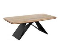 Table Basse Plateau en Acacia Massif Pieds Métal Noir Forme Papillon - MYLONIS - ALTOBUY Marron G