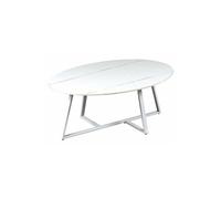 Table Basse Plateau en Céramique Effet Marbre Blanc Piétement Métal Blanc - VIKASH -