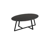 Table Basse Plateau en Céramique Effet Marbre Noir Piétement Métal Noir - VIKASH -