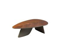 Table Basse Plateau Plaquage Noyer Pieds Laqué Kaki Mat - OJA -