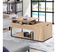 Table Basse Plateau Relevable Detroit Avec Coffre Design Industriel Multicolore
