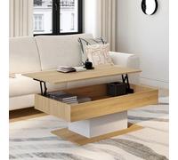 Table Basse Plateau Relevable Eden Bois Et Blanc