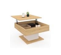 IDMarket - Table basse Eden carrée - Plateau relevable - Bois et blanc