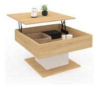 Table basse plateau relevable eden carrée bois et blanc