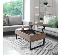 WEBER INDUSTRIES Table Basse Flower Plateau relevable, chêne Pieds métal Noir, 110x55