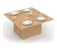IDMarket Table basse Juliette plateau relevable convertible 100 cm effet lattes tasseau bois