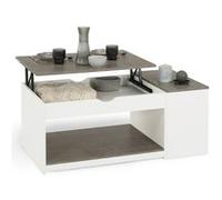 Table basse plateau relevable rectangulaire ELEA avec coffre bois blanc et effet béton Multicolore G