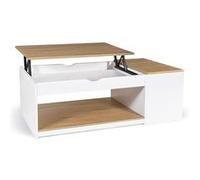 IDMarket - Table Basse Plateau relevable rectangulaire ELEA avec Coffre Bois Blanc et façon hêtre
