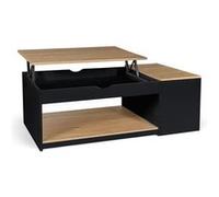 IDMarket – Table basse ELEA – Plateau relevable rectangulaire avec coffre, bois noir façon hêtre