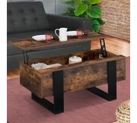 IDMARKET Table basse plateau relevable rectangulaire PHOENIX bois effet vieilli et noir