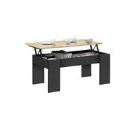 IDMarket Table basse Tara – plateau relevable rectangulaire bois noir et imitation hêtre