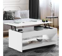 IDMARKET Table basse rectangulaire plateau relevable SOA bois blanc