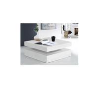Forte Table basse CFTT4181-Z38 avec plateau rotatif, carrée, blanc brillant, 78 x 78 x 36 cm