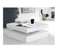 Forte Table basse CFTT4181-Z38 avec plateau rotatif, carrée, blanc brillant, 78 x 78 x 36 cm