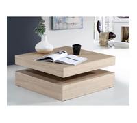 Forte Table basse CFTT4181-D30 avec plateau rotatif, décor chêne, 78 x 78 x 36 cm