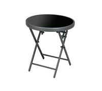 Outsunny - Table de jardin pliante ronde 45 cm - Plateau en verre trempé, structure acier - Noir