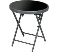 Table de jardin - Outsunny - pliante - plateau en verre trempé, structure en acier - ronde de 45cm - pour patio balcon jardin - noir