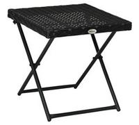 Outsunny Table Basse Pliable de Jardin Style Cosy Chic dim. 40L x 40l x 40H cm Acier résine tressée Imitation rotin Noir