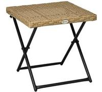 Outsunny Table basse table de jardin table pliante style cosy chic dim. 40L x 40l x 40H cm métal époxy résine tressée bois naturel Aosom France