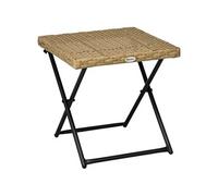 Outsunny Table basse table de jardin table pliante style cosy chic dim. 40L x 40l x 40H cm métal époxy résine tressée bois naturel Aosom France
