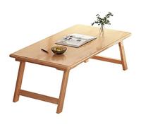 Table basse pliable en bois massif style japonais, design compact pour économiser de l'espace, idéale pour la maison, le bureau, l'ordinateur et le thé - Petite taille pour fenêtres