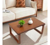 Table basse pliable / table de salon - Table basse 80 × 50 × 31 cm - Pieds rabattables - Rectangulaire - Bois - Marron