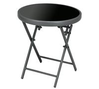 Table basse pliante table d'appoint pliante plateau en verre trempšŠ structure en acier ronde ? 45 x 50 cm noir