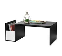 Table Basse pour Salon Meuble Stylé avec Compartiment de Stockage en Panneau de Particules Mélaminé 90 x 45 x 35 cm Noir Blanc