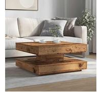 Table basse pratique, Table multimédia, pour salon, rotative à 360 degrés vieux bois 70x70x34,5 cm 568X0M