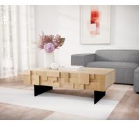 Table-basse Puzzle 120 cm 4 tiroirs chêne naturel pied flottant métal noir