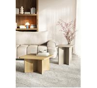 Table basse - QUBEO - 60 cm - carrée - chêne effet bois - piètement en croix