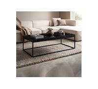 Table basse rectangle 120x60x38 cm effet marbre noir et métal - EKLEA