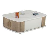 Table Basse Rectangle 80 cm Blanche - Chêne Naturel - L 80 x l 57 x H 28.2 cm Blanc G