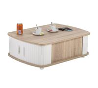 Table Basse Rectangle 80 cm Chêne - Blanc - L 80 x l 57 x H 28.2 cm