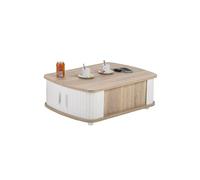 Table Basse Rectangle 80 cm Chêne - Blanc - L 80 x l 57 x H 28.2 cm