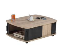 Table Basse Rectangle 80 cm Chêne - Noir - L 80 x l 57 x H 28.2 cm