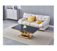 Table Basse Rectangle Verre Trempé Marbré Noir 120x70cm TROFY