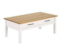 Table Basse Rectangulaire 1 Tiroir Bois Ciré et Blanc - TINA - ALTOBUY Blanc G