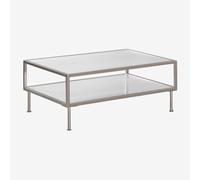 Table basse rectangulaire 90x60 cm en acier et verre Paoline Gris brossé