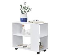 Table Basse Rectangulaire à roulettes Vérouillables pour Salon Meuble Stylé avec Étagère de Stockage en Panneau de Particules Mélaminé 60 x 70 x 35 cm Blanc